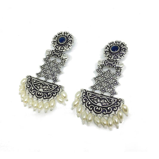 geometric-dual-tone-earrings-blue-viraasi