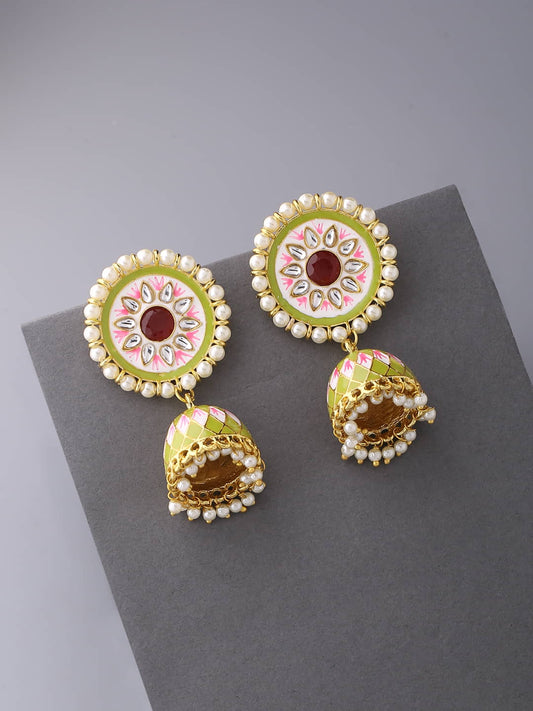 round-shape-meenakari-earrings-for-women-green-viraasi