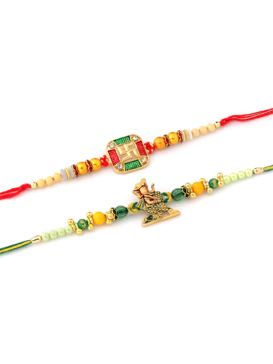 Set of 2 Lord Ganesha and Swastika Rakhi for Brother-Viraasi