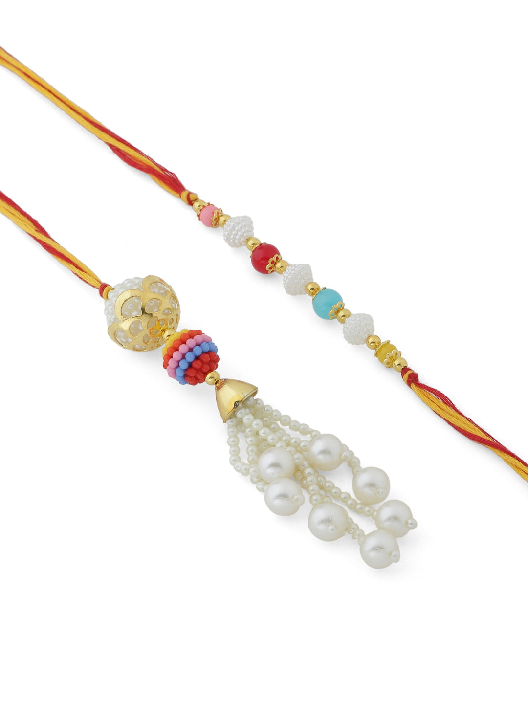Multi-Color Pearls Bhai Bhabhi Rakhi-Viraasi