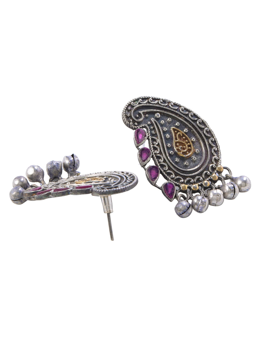 dual-tone-leaf-design-stud-earrings-for-girls-and-women-viraasi