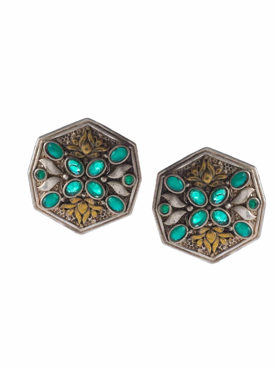 two-tone-boho-stud-earrings-green-viraasi