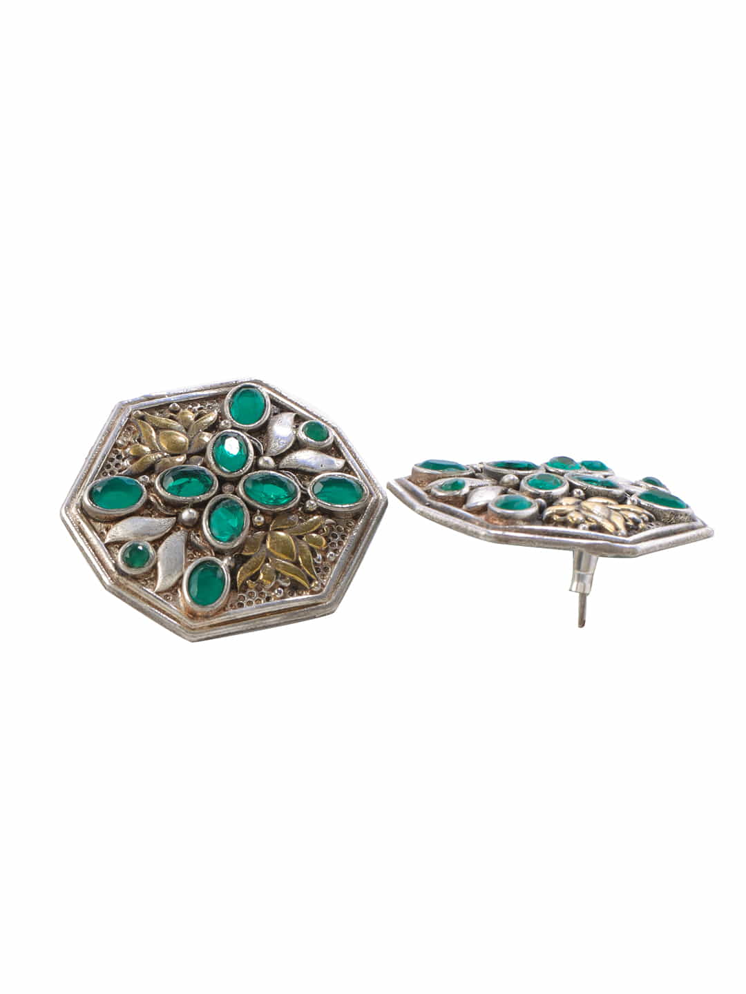 two-tone-boho-stud-earrings-green-viraasi