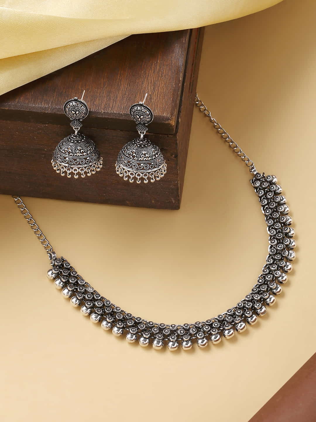oxidized-choker-necklace-with-jhumka-earring-jewellery-set-viraasi