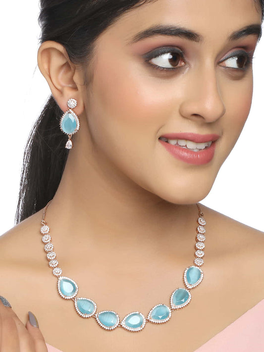 rose-gold-plated-american-diamond-necklace-set-turquoise-color-viraasi
