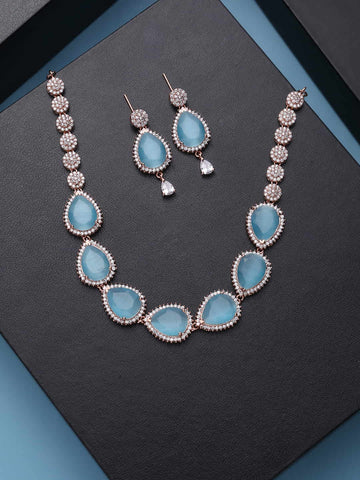 rose-gold-plated-american-diamond-necklace-set-turquoise-color-viraasi