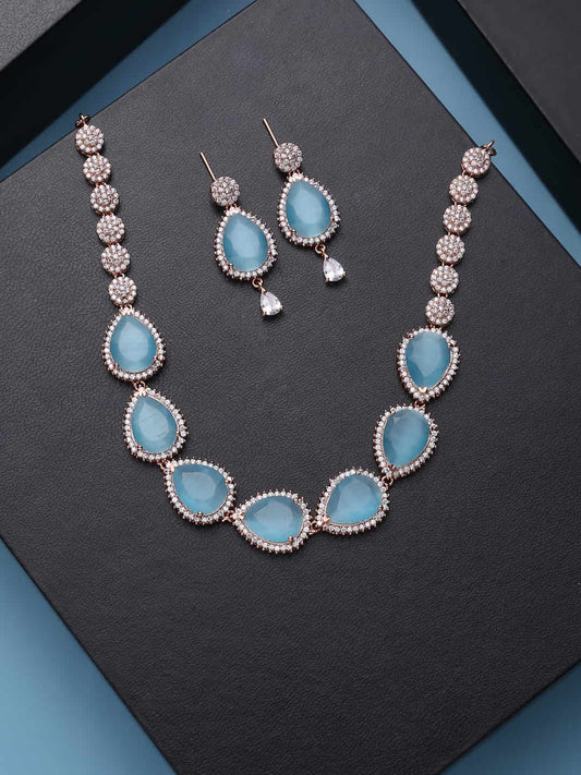 rose-gold-plated-american-diamond-necklace-set-turquoise-color-viraasi