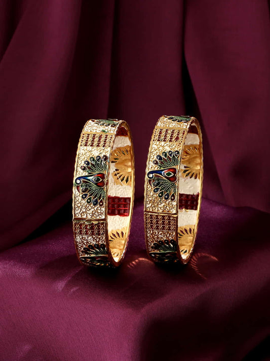 gold-plated-peacock-enameled-bangles-viraasi