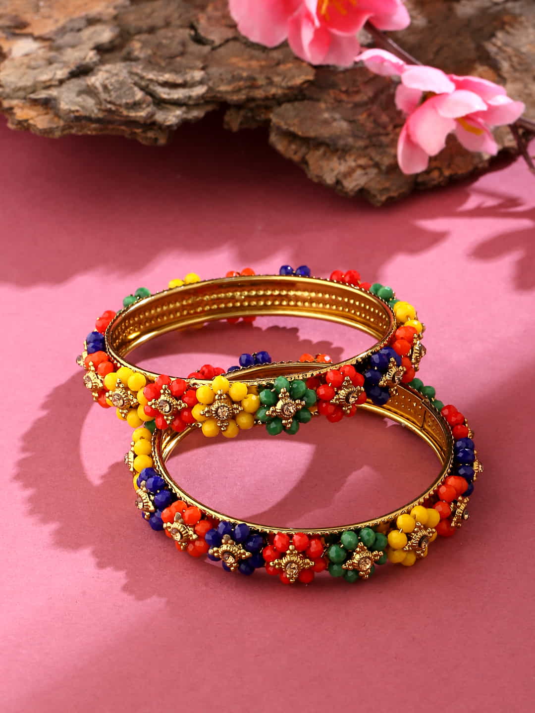 colorful-floral-shape-gold-plated-bangles-set-of-2