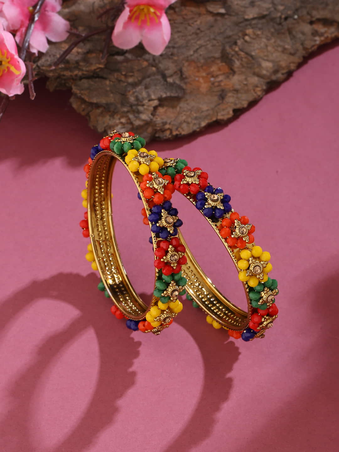 colorful-floral-shape-gold-plated-bangles-set-of-2