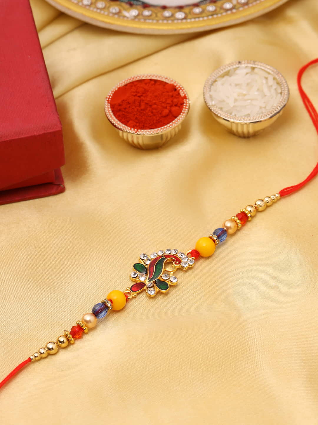 Peacock Shape Multi-color Rakhi for Brother -Viraasi