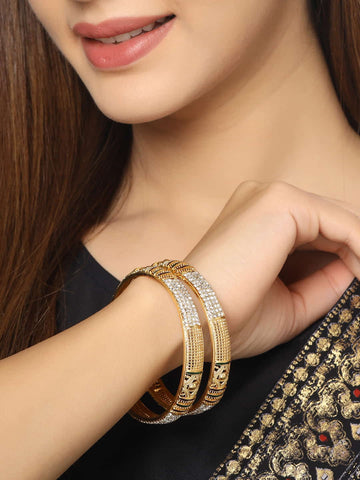 Gold Plated AD Studded Bangle - Set of 2