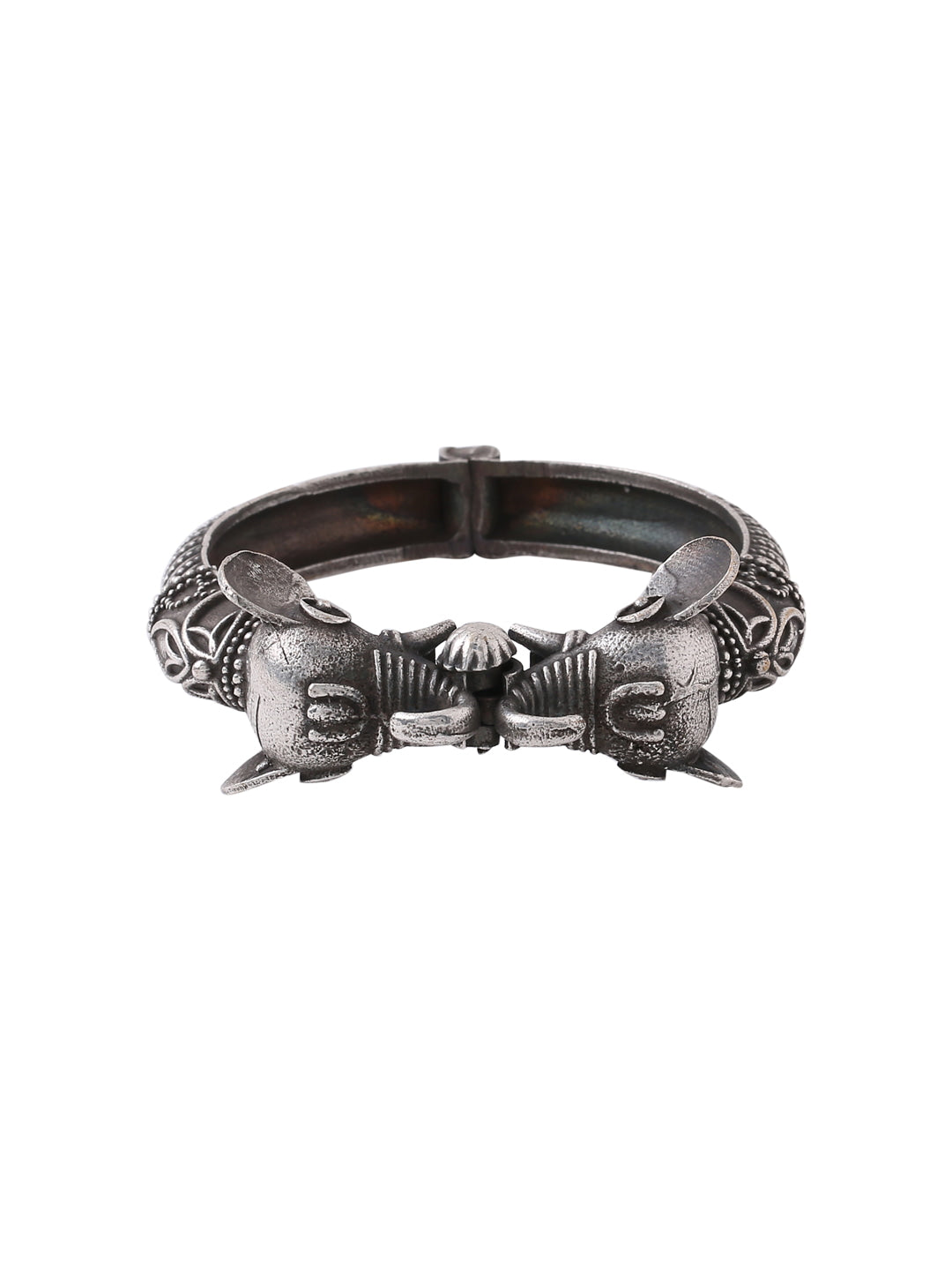 Antique Oxidised Elephant Shape Bangle-Viraasi