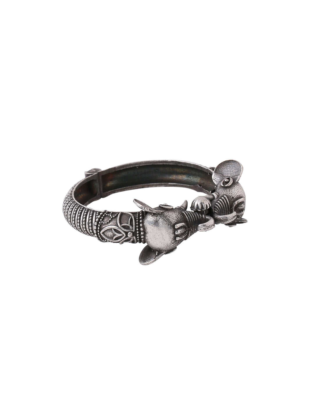 Antique Oxidised Elephant Shape Bangle-Viraasi