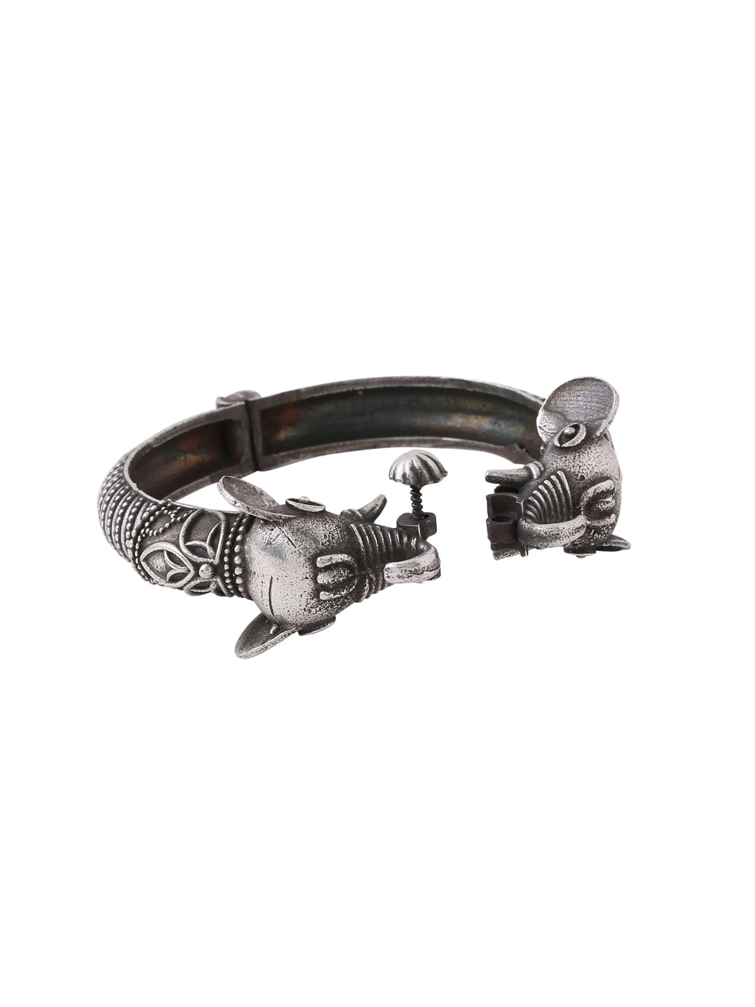 Antique Oxidised Elephant Shape Bangle-Viraasi