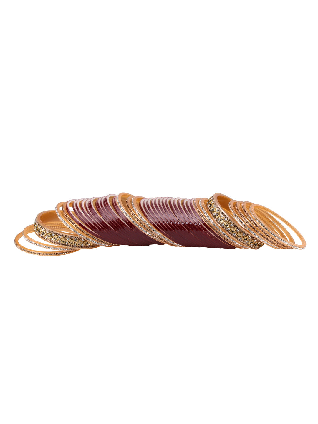 maroon-&-gold-Toned-&-plated-beaded-bridal-chura-viraasi
