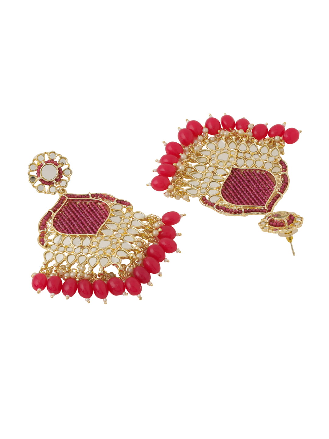 gold-plated-red-beads-studded-mirror-earrings-viraasi