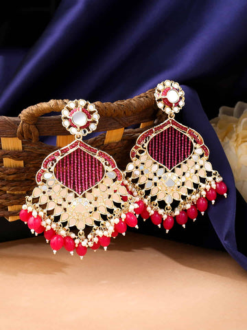 gold-plated-red-beads-studded-mirror-earrings-viraasi