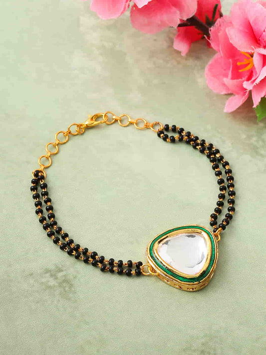 Gold Plated Kundan Studded Mangalsutra Bracelet