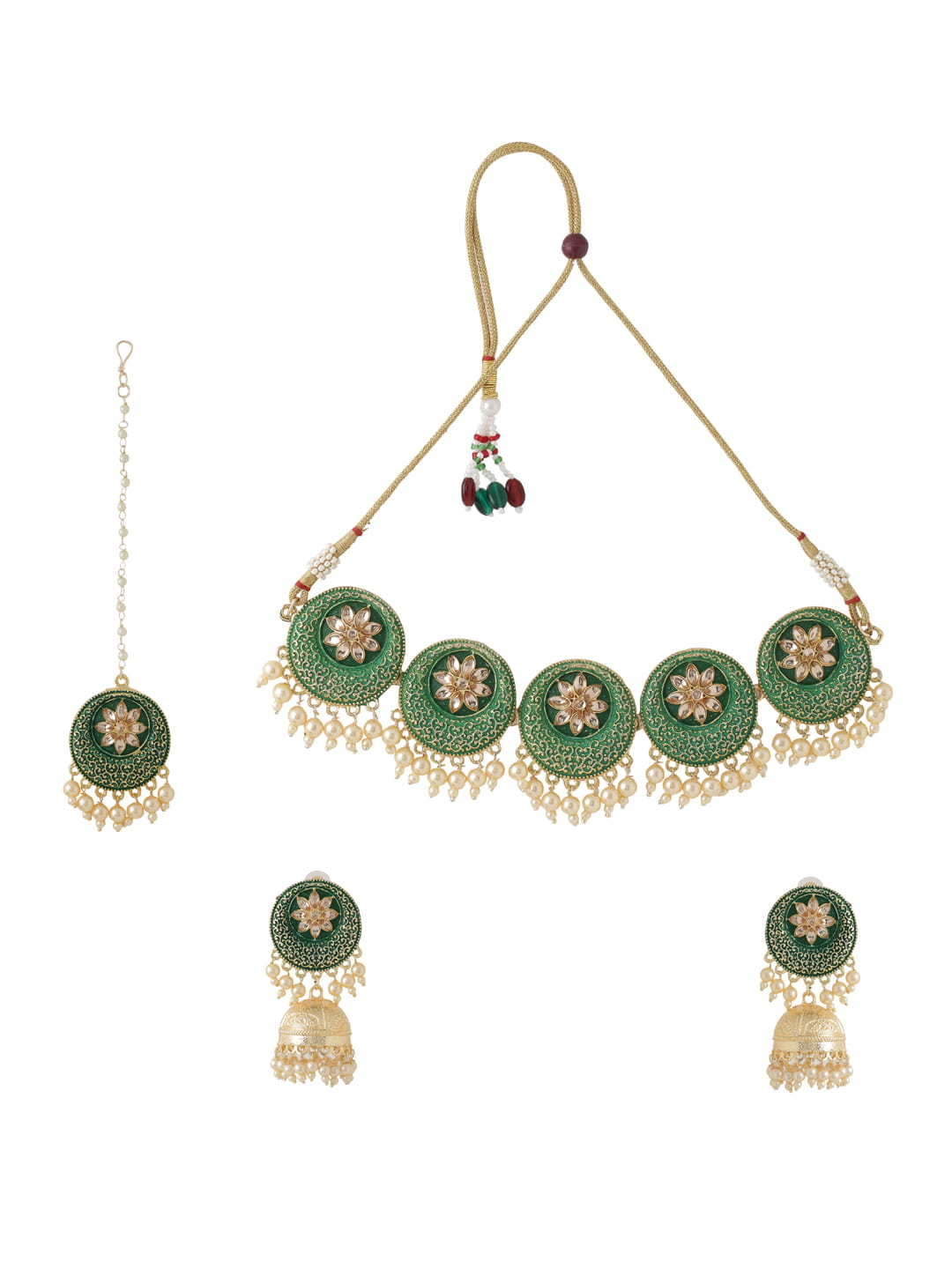 green-enameled-choker-necklace-set-with-maang-tikka-viraasi