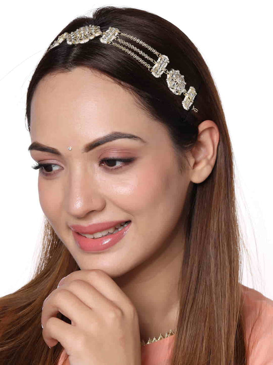 Gold Plated Kundan Matha Patti for Women and Girls