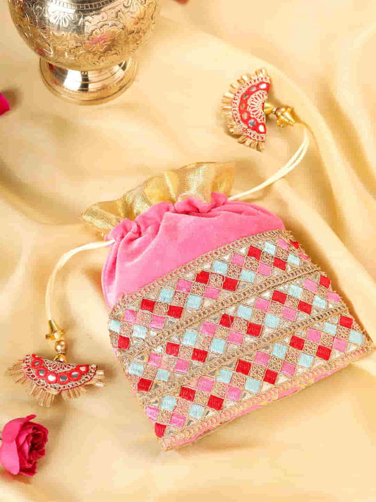 Viraasi Pink Color Traditional Potli for Girls