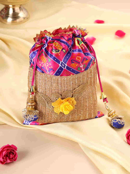 Viraasi Pink Color Traditional Potli for Women